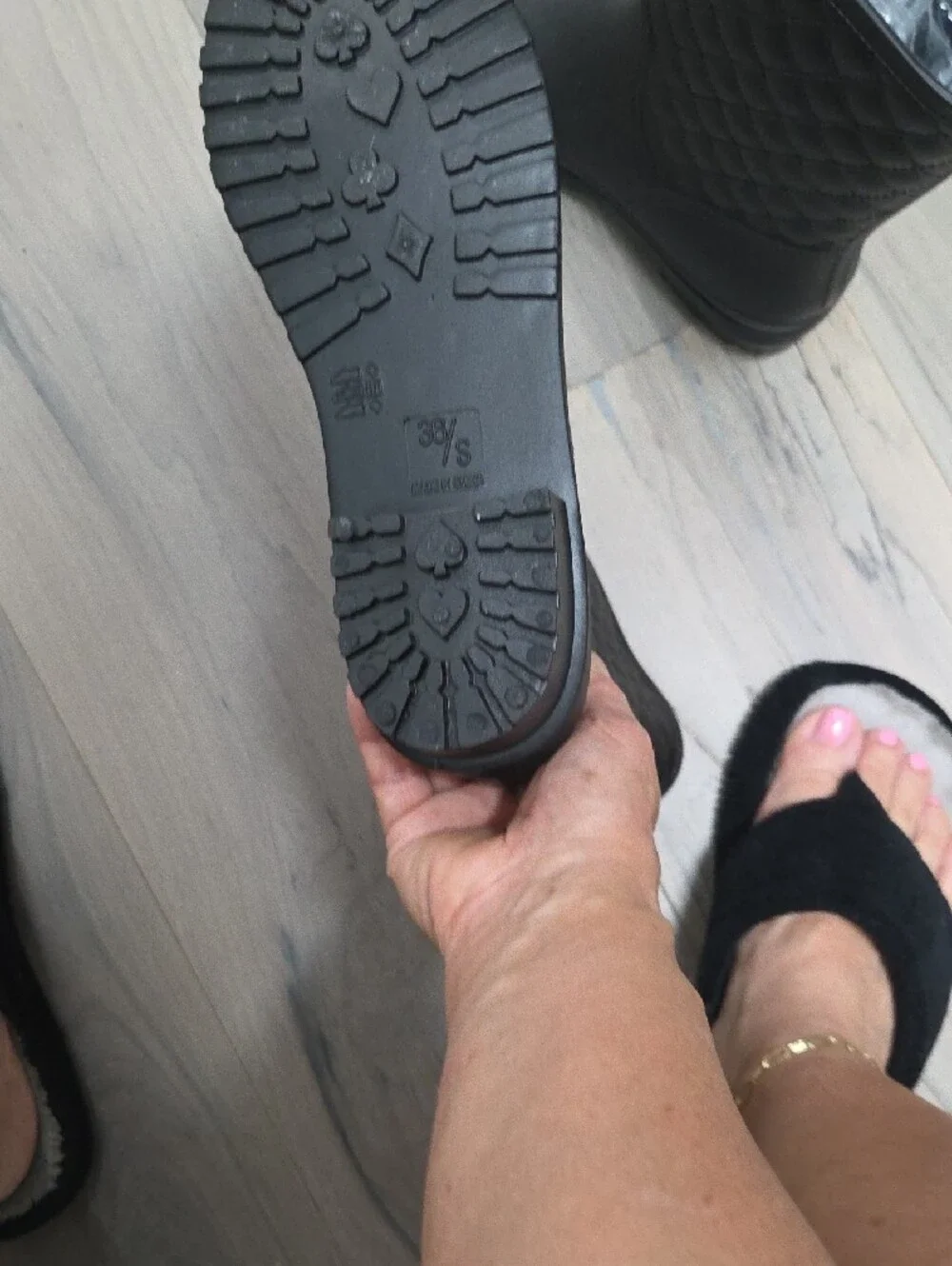 Black Quilted Women's Rain Boots